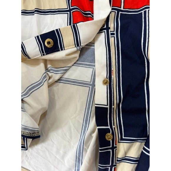 BCBGMAXAZRIA Button Up Shirt‎ Womens PXL Red Beige Long Sleeve Ladies. - Picture 3 of 8